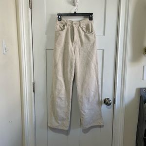 Cream high waisted corduroy pants